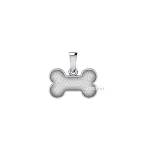 925 Sterling Solid Silver Dog Bone Blank Bezel Charm Pendant Setting,Good for Resin & Ashes Work, Keepsake/Breastmilk DIY, Animal Lover Gift