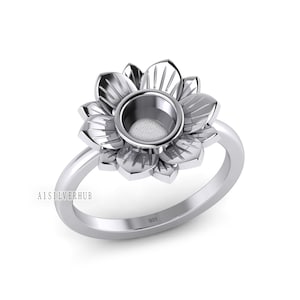 Montatura per anello con castone rotondo vuoto in argento massiccio 925 Sterling, ideale per lavori con resina e ceneri, gioielli ricordo con latte materno, artigianato fai da te