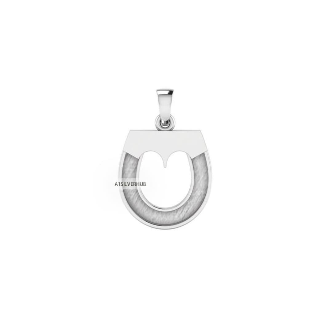925 Sterling Solid Silver, Horseshoe Pendant, Blank Bezel Setting for