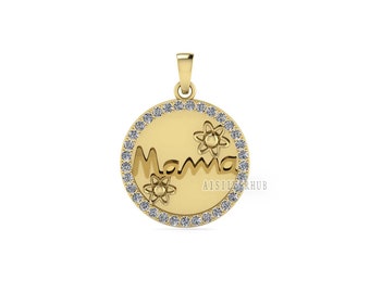 Pendentif maman en argent massif 925 avec lunette vierge sertie de zircons, idéal pour le travail de la résine, pendentif bricolage pour lait maternel/souvenir, plaqué or 18 carats