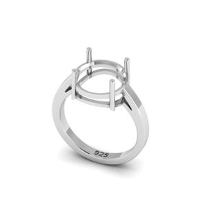 925 Sterling Silber 6 mm bis 20 mm runde 4 Prong Einstellungen stapelbarer Ring, gut für Edelstein, Andenken, Erinnerungs-DIY
