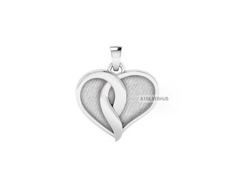 925 Sterling Silver, Joint Heart Shape Blank Bezel Pendant Setting, Good for Pour Crushed Opal, Resin & Ashes Work, Keepsake/Breastmilk DIY