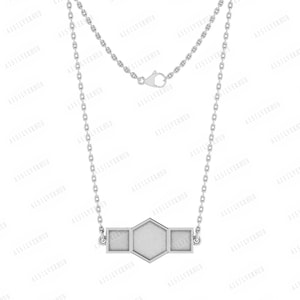 925 Sterling Silver Triple Shape Blank Bezel Pendant Necklace, Good for Resin & Ashes Work, Keepsake/Breastmilk DIY Crafts 16&#39;&#39;+2&#39;&#39; Chain