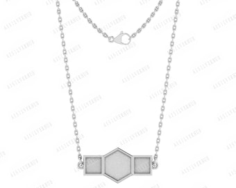 Collar con colgante de plata de ley 925 con bisel liso de triple forma, ideal para trabajos con resina y cenizas, recuerdos/manualidades con leche materna, cadena de 40,6 cm + 5 cm.