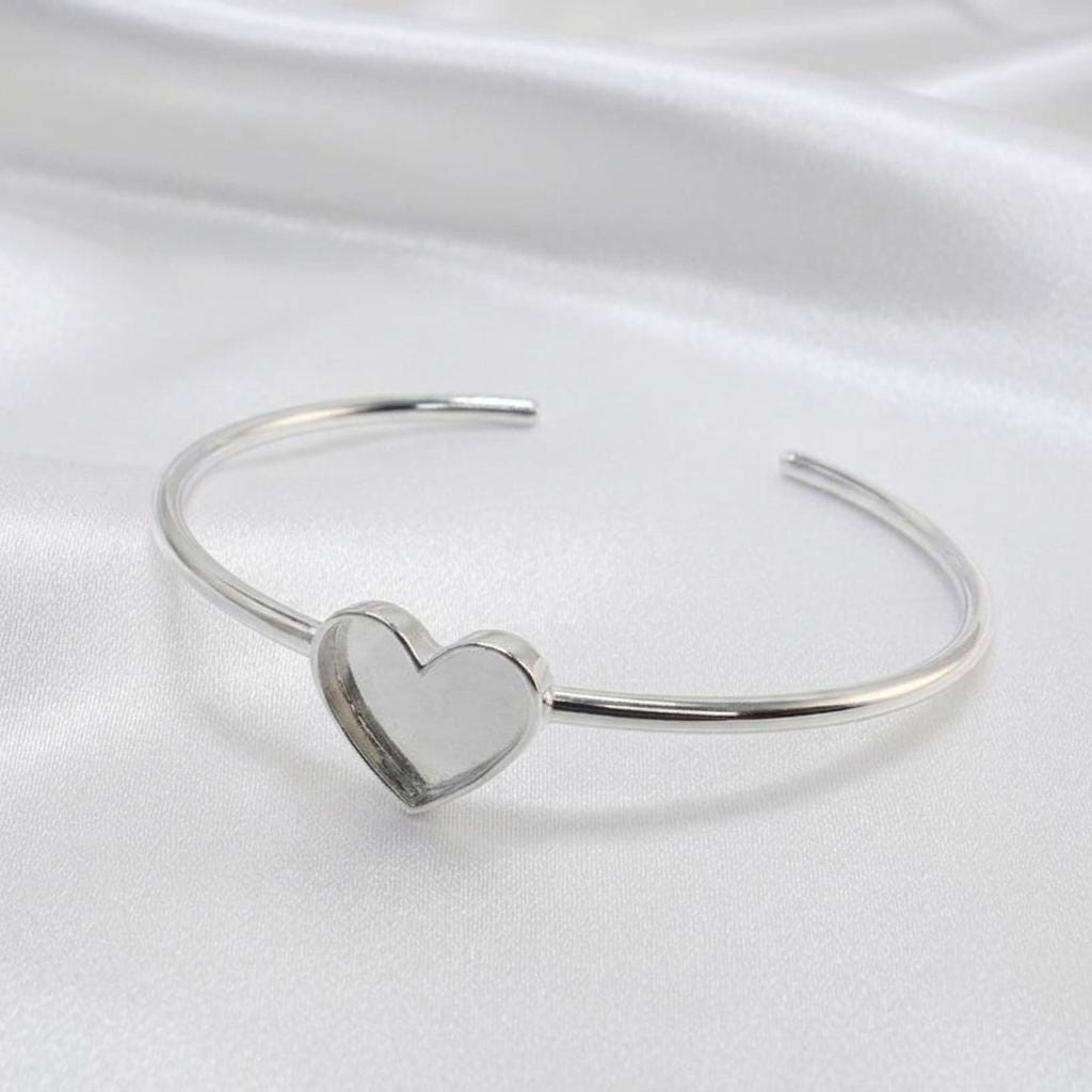 925 Sterling Solid Silver 13x13mm Heart Shape Blank Bezel
