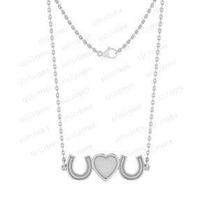 925 Sterling Silver Horseshoe with Shape Blank Bezel Necklace, Good for Resin & Ashes Work, Keepsake/Breastmilk DIY Crafts 16&#39;&#39;+2&#39;&#39; Chain