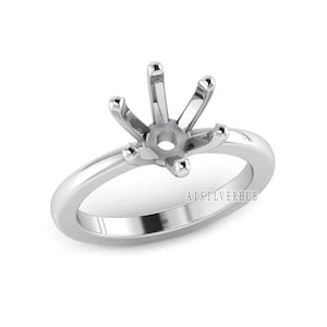 925 Sterling Solid Silver Round 5-10mm Pre Notched Blank V Prong Ring, Good for Zircon & Stone Setting Work, Engagement Ring, Gifts For Her