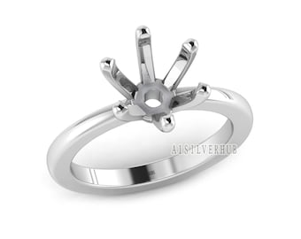 925 Sterling Silber rund 5-10mm vorgekerbter Blank V-Zacken-Ring, gut für Zirkon- und Steinfassungsarbeiten, Verlobungsring, Geschenke für Sie