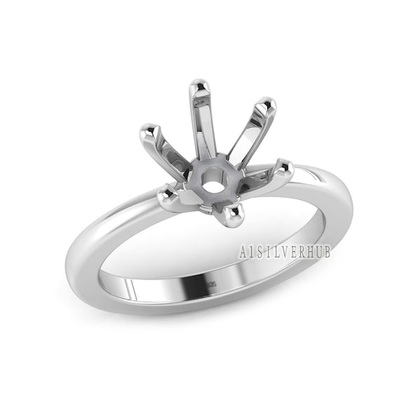 925 Sterling Solid Silver Round 5-10mm Pre Notched Blank V Prong Ring, Good for Zircon & Stone Setting Work, Engagement Ring, Gifts For Her