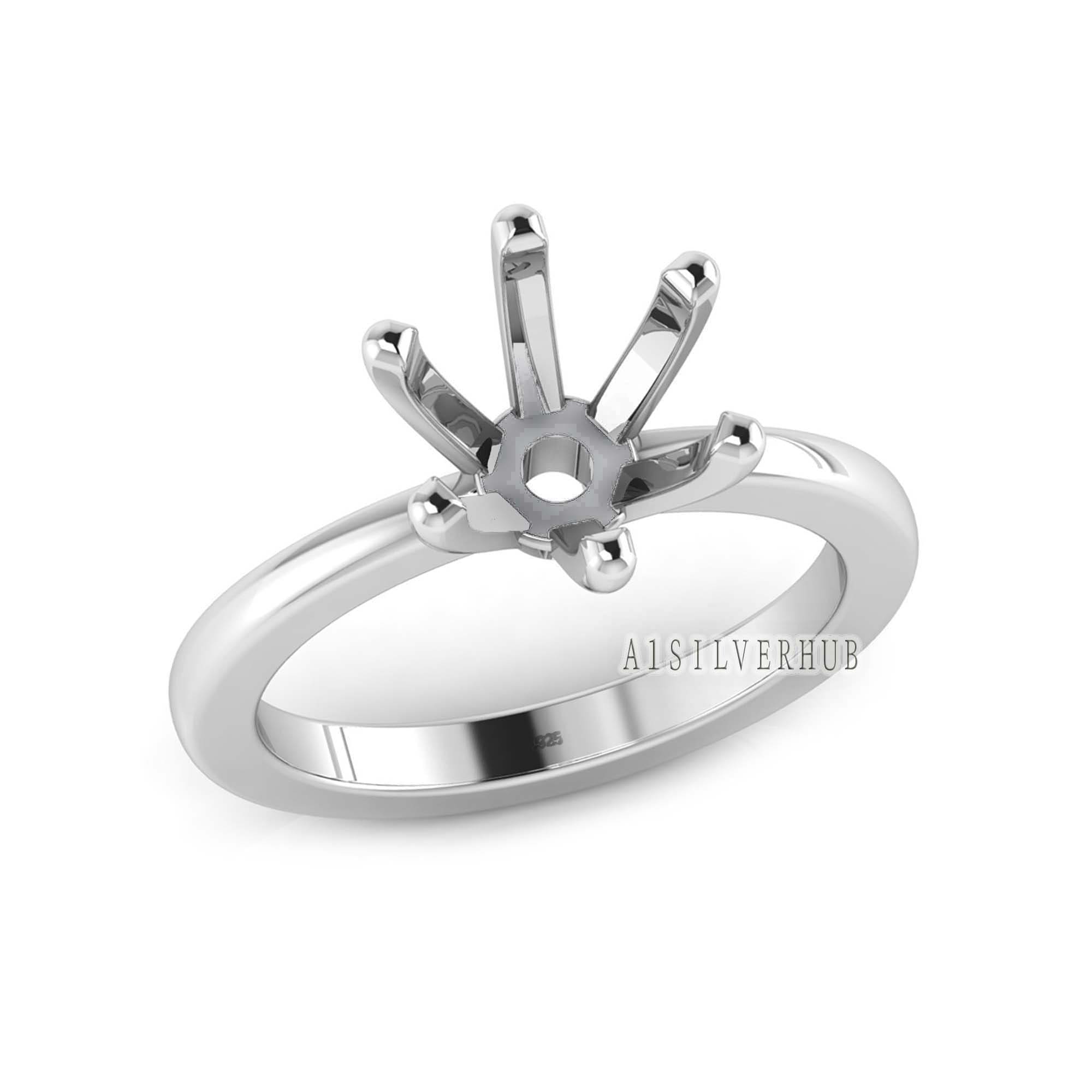 Custom Ring Settings Without Stone White Gold Classic Ring Setting With  Oval Sterling Silver Semi Mountings Simple 4 Prongs Ring Settings 