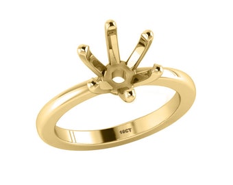 14k 18k oro sólido redondo 5-10 mm pre muesca en blanco V anillo de punta, bueno para el trabajo de bricolaje de ajuste de diamantes y piedras preciosas, anillo de compromiso, regalo para ella