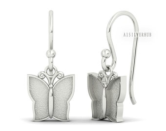 925 Sterling Solid Silver Tiny Butterfly DIY Moedermelk/Aandenken Blank Dangle Oorbellen Setting, Goed voor hars- en aswerk, Memorial Gifts