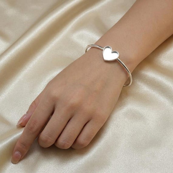 925 Sterling Solid Silver 13x13mm Heart Shape Blank Bezel