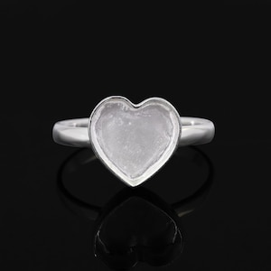925 Sterling Silver, 8x8mm Heart Blank Bezel Ring Settings, For Resin & Ashes Work, Keepsake Breastmilk DIY Crafts