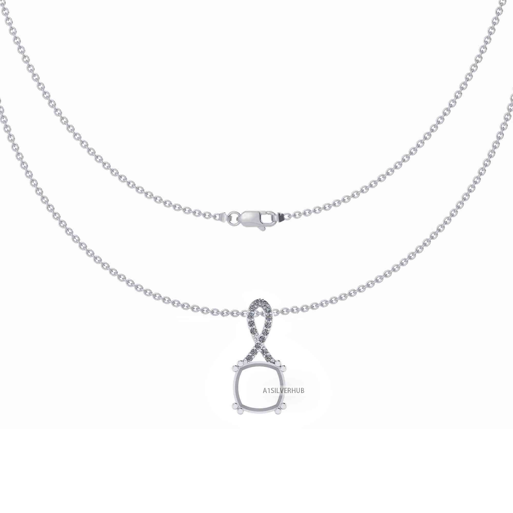 ネックレス・ペンダント murmur [925silver]Rupple ribbon necklace 925 Sterling Silver Ribbon Designer Cushion 10x10mm Blank