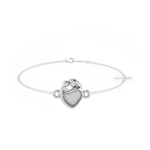 925 Sterling Silver Mother Baby Love Bezel Bracelet Setting - DIY Keepsake, Resin & Ashes, Breastmilk, Lobster Clasp, Keepsake/Breastmilk