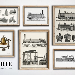 Vintage Trains Prints Trains Gifts Train Lover Gift Train Room Locomotive Art Railfan Trainspotting Train Wall Decor Train Rooms