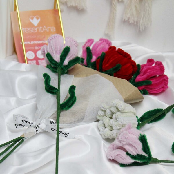 Rosenstrauß mit Duft | Glitzerrosen aus Pfeifenreiniger | Handmade Deko Kunstblumenstrauß | Valentinstag Geschenkidee Valentinstagsgeschenk