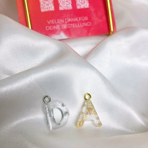 Schlüsselanhänger Buchstabe personalisiert Trockenblumen rosa Taschenanhänger Valentinstagsgeschenk Resin Epoxy Letter Keychain Gift Bild 10
