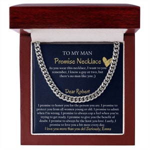 Personalized Cuban Promise Chain For Him, Anniversary Gift For Husband, Valentine&#39;s Gift For Boyfriend, To My Man Customized Birthday Gift