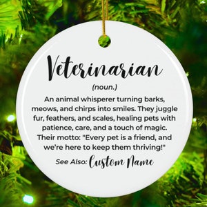 Veterinarian Definition Ornament, Veterinary Gift, Vet Clinic Decor, Ceramic Christmas Ornament, Pet Doctor Gift, Vet Appreciation Gift