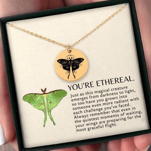 Luna moth Pendant, Luna moth Necklace, Celestial Butterfly Jewelry, Spiritual Nature Inspired Gift for Her,Mystical Cottagecore Boho Jewelry
