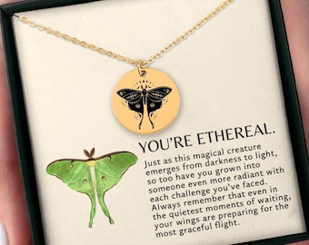 Luna moth Pendant, Luna moth Necklace, Celestial Butterfly Jewelry, Spiritual Nature Inspired Gift for Her,Mystical Cottagecore Boho Jewelry