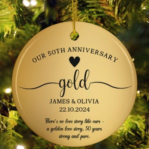 Personalisierte fünfziger Jahrestag Ornament, 50-jähriges Jubiläum Geschenk, Goldhochzeitstag Ornament, Jubiläumsgeschenk für Ehemann Frau