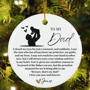 Heartfelt Dad Keepsake Ceramic Ornament, Christmas Decor Bauble, Christmas Gift for Father from Daughter, Sentimental Father gift from Son