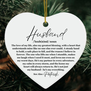 Personalised Husband Christmas Gift Ornament, Husband Appreciation, Valentines Day Gift for Husband,Heartfelt Keepsake,Wife Gift for Husband