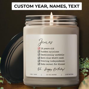 Personalised 18th Birthday Gift, Custom Name Candle, Milestone Birthday Gift for Teenager,Funny Birthday Gift for Son, Daughter, Friend, BFF