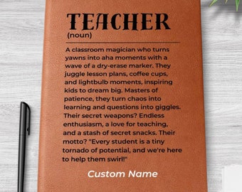 Personalized Teacher Retirement Gift, Coworker Journal Gifts for Women or Men, Appreciation Thank You Gift for Mentor, Teachers Day Gift