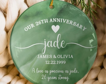 Personalized 26th Anniversary Printed Ceramic Ornament, 26th Anniversary Gift, Jade Wedding Anniversary, Anniversary Gift for Husband Wife