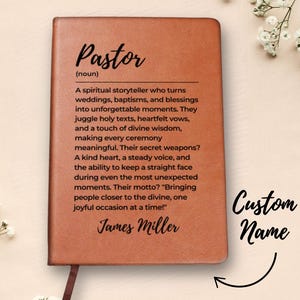 Personalised New Pastor Journal Gift, Ordination Gift, Ordained New Minister Custom Name Notebook Church leader Religious Christian Minister