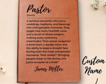 Personalised New Pastor Journal Gift, Ordination Gift, Ordained New Minister Custom Name Notebook Church leader Religious Christian Minister