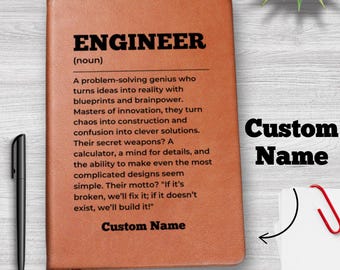 Engineer Notebook, Personalized Engineering Gifts, Funny Engineer Definition Journal, Funny Engineering Student Graduation Gift,Gift for Him