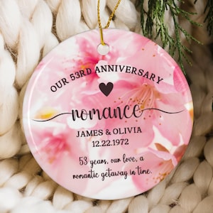 Personalized 53rd Anniversary Printed Ceramic Ornament, 53rd Anniversary Gift, 53 years Wedding Anniversary Gift for Husband, Gift for Wife