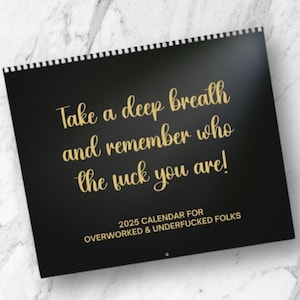 Sweary Affirmations 2025 Wall Calendar, Funny Office Humor Swear Words Work, Gag Gift For Employees, Women, Men, Coworkers, Best Friends,