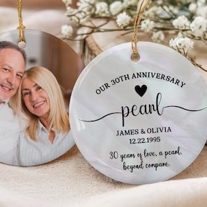 Personalized 30th Anniversary Printed Ceramic Ornament, 30th Anniversary Gift, Pearl Wedding Anniversary, Anniversary Gift for Husband Wife
