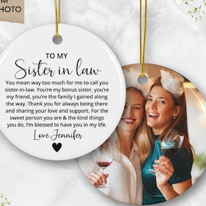 Birthday Gift for Sister In Law, Personalised Gift for Sister In Law, Sister In Law Keepsake, Sister-in-Law Christmas Ornament Gift, Sister
