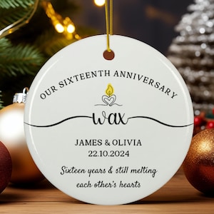 Gepersonaliseerd ornament zestiende verjaardag, cadeau 16e verjaardag, wax huwelijksverjaardag ornament, wax verjaardagscadeau voor man vrouw