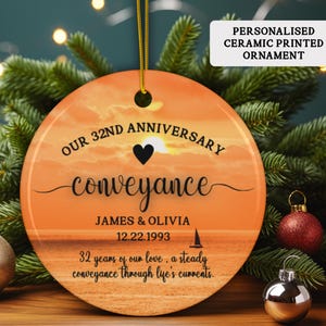 Personalized 32nd Anniversary Printed Ceramic Ornament, 32nd Anniversary Gift, 32nd Wedding Anniversary Gift for Husband Wife, 32 years