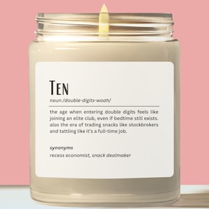 Funny 10th Birthday Gift, Age Definition Candle for 10th Birthday, Gift for Kids, Tween Gift, Birthday gift 10 year old, Double Digits Gift