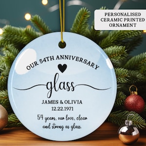 Personalized 54th Anniversary Printed Ceramic Ornament, 54th Anniversary Gift, 54 years Wedding Anniversary Gift for Husband, Gift for Wife