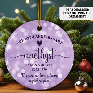 Personalized 47th Anniversary Printed Ceramic Ornament, 47th Anniversary Gift, 47 years Wedding Anniversary Gift for Husband, Gift for Wife