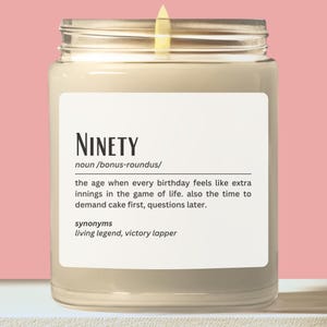 Funny 90th Birthday Candle, Ninety Age Definition Gift, Sarcastic Milestone Candle for Grandma Grandpa, 90th Birthday Gag Gift, 90 years old