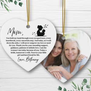 Mother of the Bride Gift from the Bride, Mothers Day Gift, To My Mom Photo Keepsake, Sentimental Mom Wedding Gift, Mum Gift from Daughter