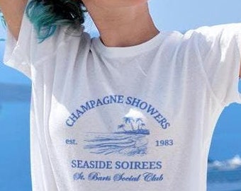 St. Barts Social Club Graphic Tee, Vintage 1980,  Retro Sports Casual Wear European Summer Travel T-Shirt Vacation Gift St. Barth Yacht Club