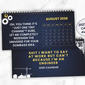 Calendário de mesa para engenheiro 2026, presente engraçado para engenheiro, presente para engenheiro, presente para colega de trabalho, presente para engenheiro, presente para colega de trabalho