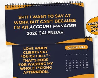 Funny Account Manager 2026 Desk Calendar, Client Manager Gift, Project Manager Gift, Sarcastic Coworker Gift, Freelancer Gift,White Elephant